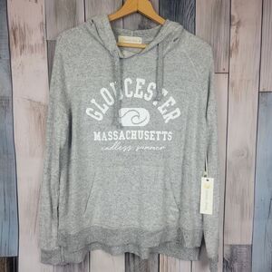 Ocean Drive Glouster Massachusetts Gray Hooded Sweatshirt Size Medium